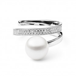 Inel cu perla naturala alba din argint si cristale DiAmanti SK20482R_W-G (Argint 925‰ 3,5 g.)
